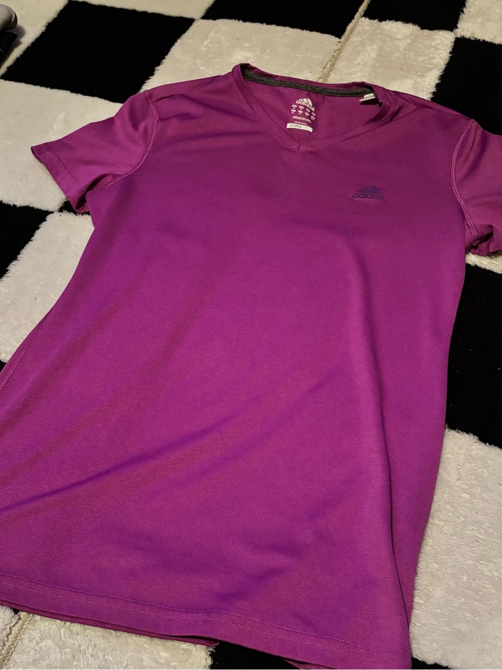 adidas Magenta/Purple Climalite V-Neck Performance Tee
